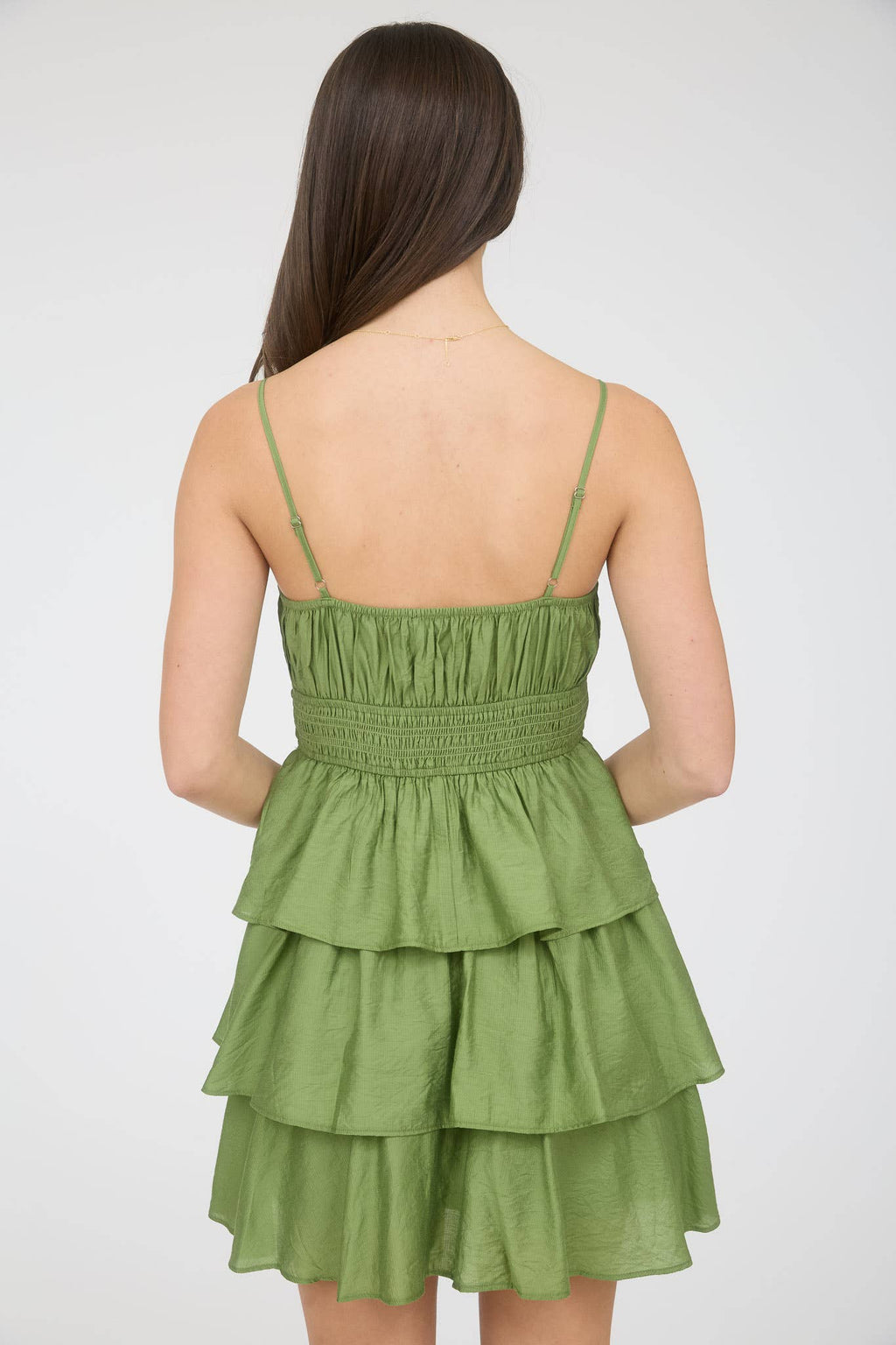 RUFFLE SPAGHETTI STRAP MINI DRESS