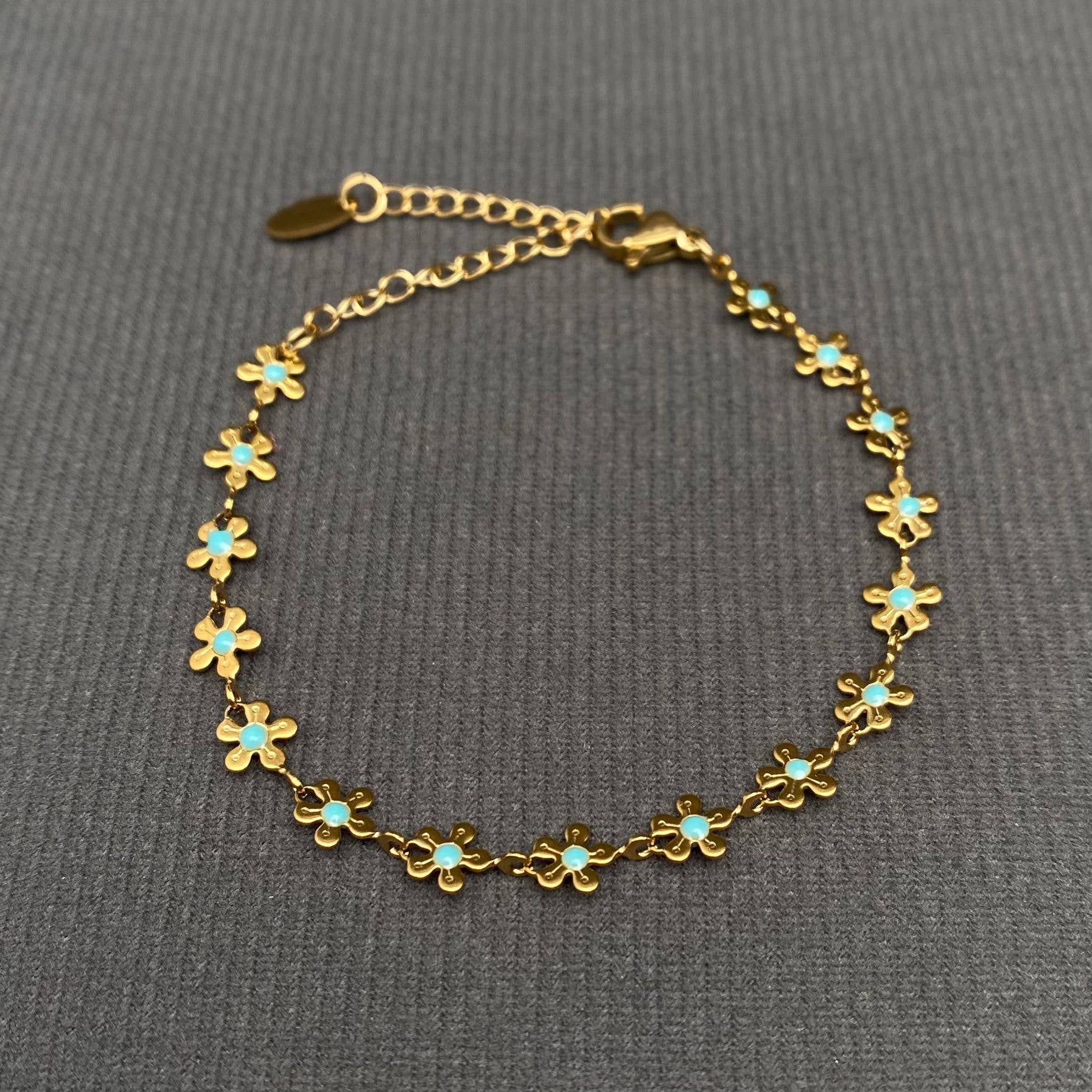 Enamel Flower Linked Bracelet