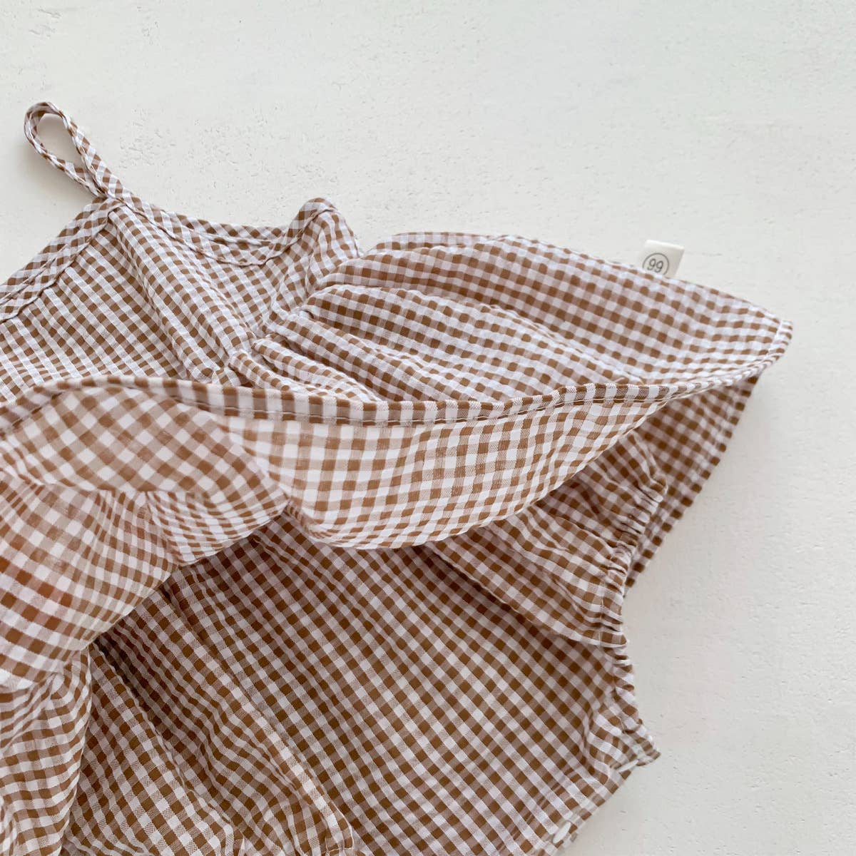 Gingham Romper Set with Matching Bucket Hat