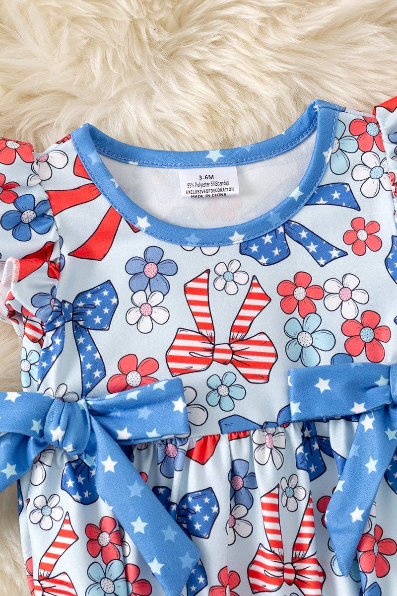 Sweet Liberty Patriotic Bow Baby Romper