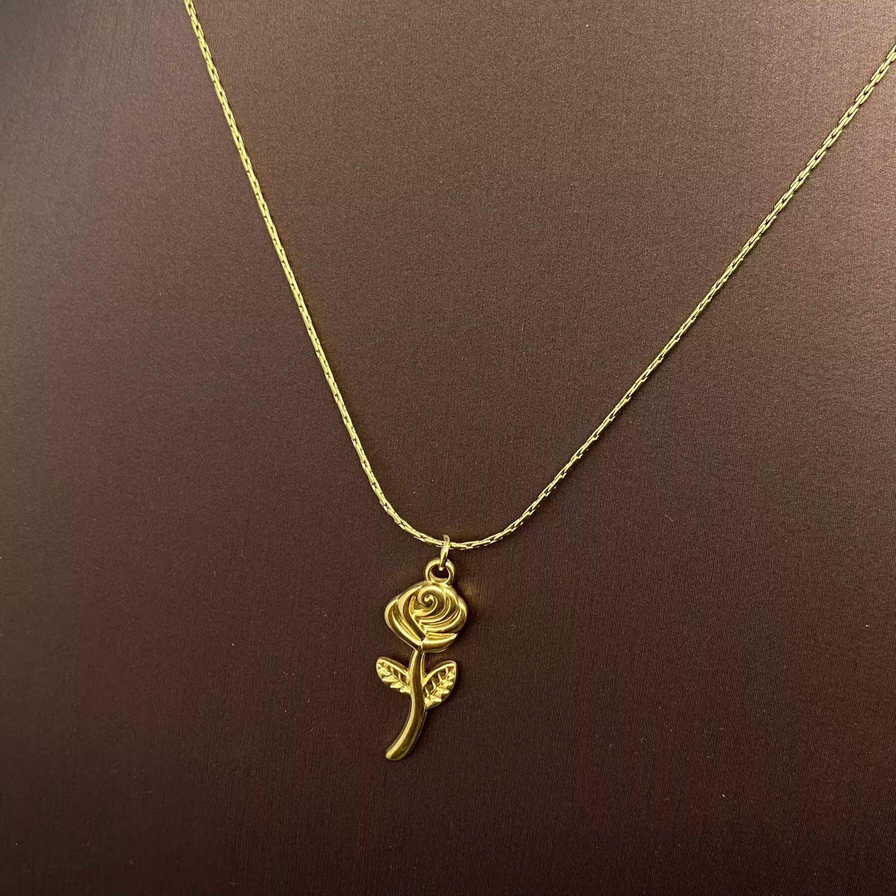Stainless Steel Rose Charm Necklace