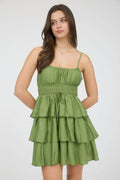 RUFFLE SPAGHETTI STRAP MINI DRESS