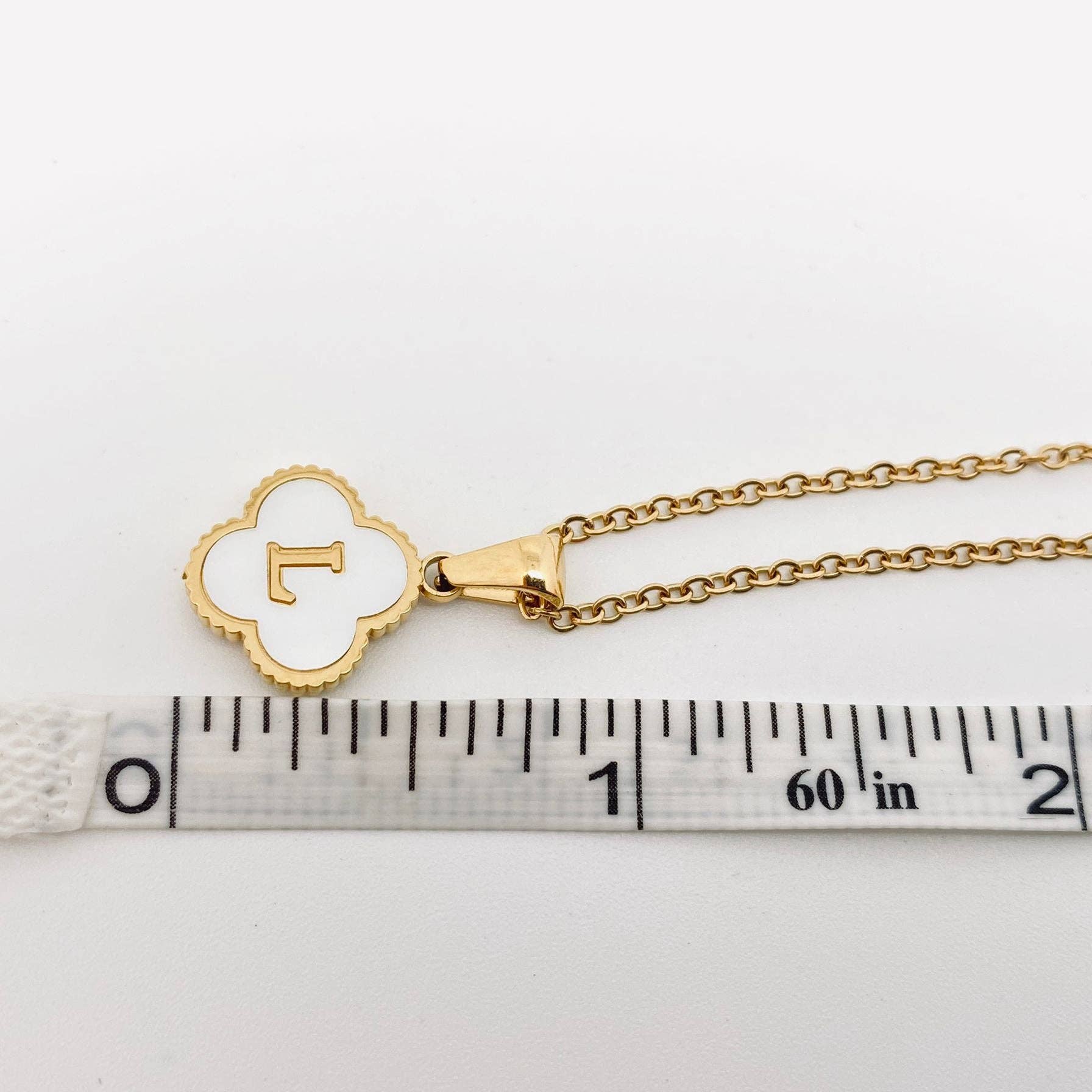Clover Shell Initial Charm Necklace