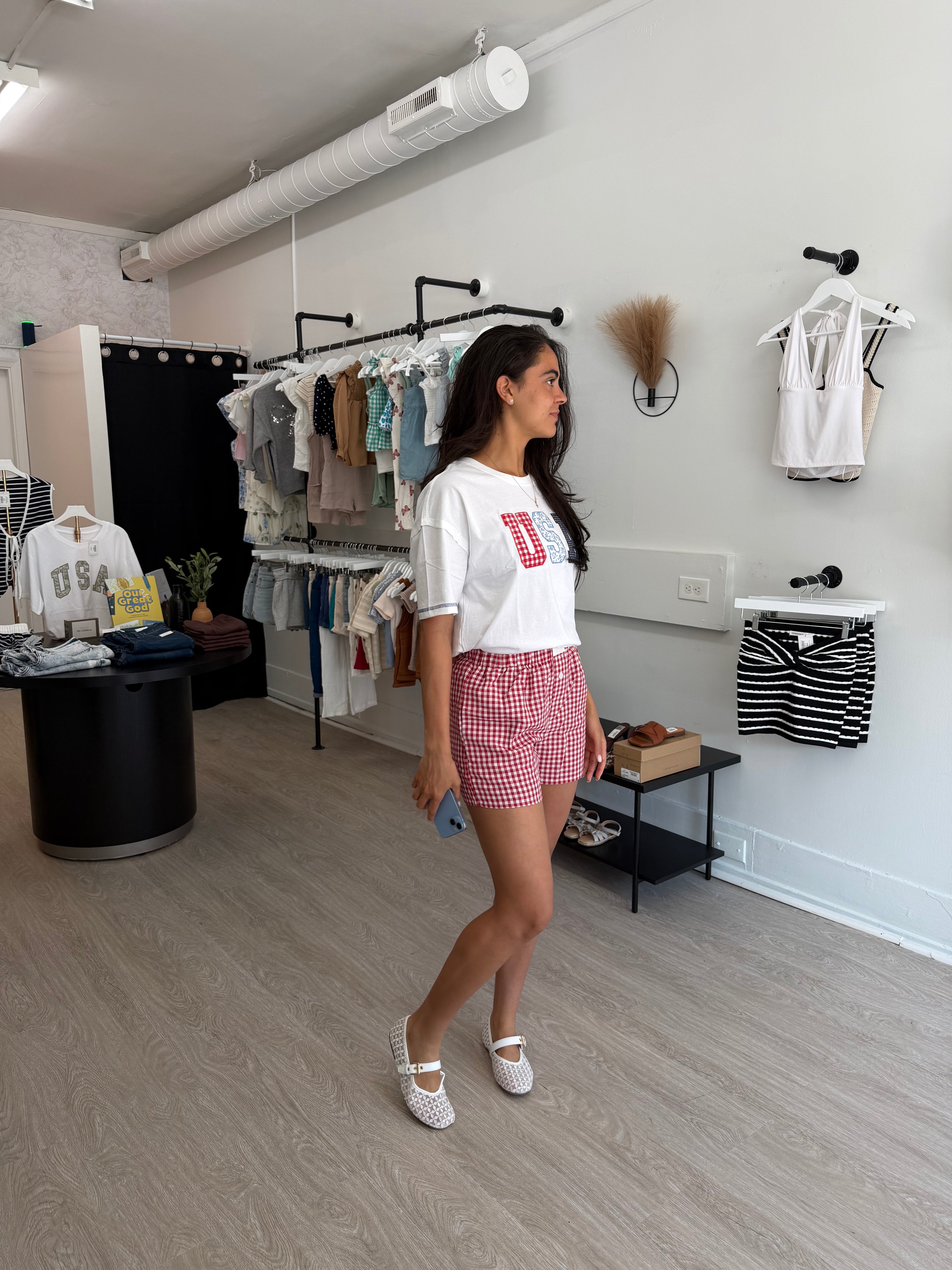 Plaid Gingham High Waist Shorts