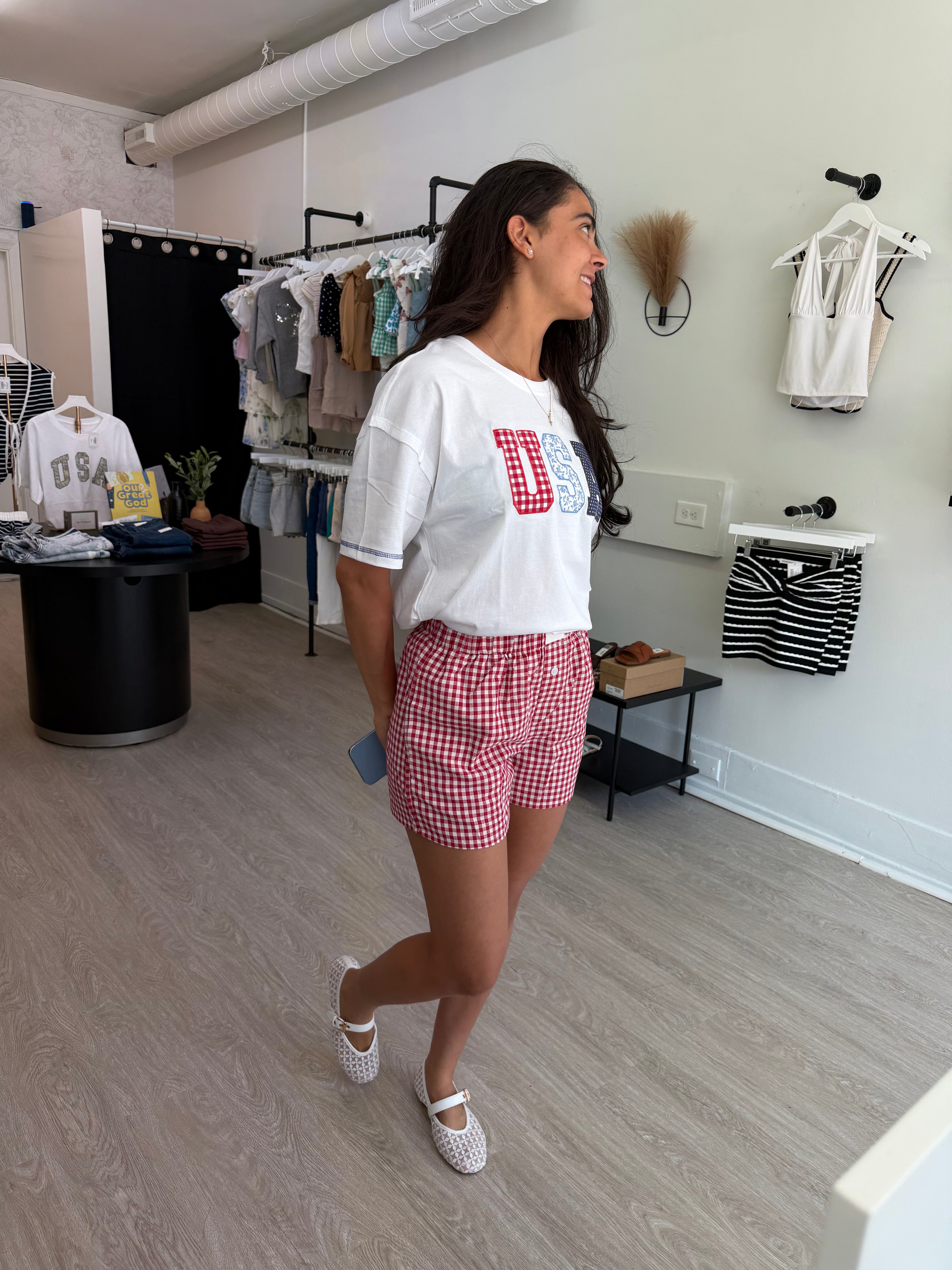 Plaid Gingham High Waist Shorts