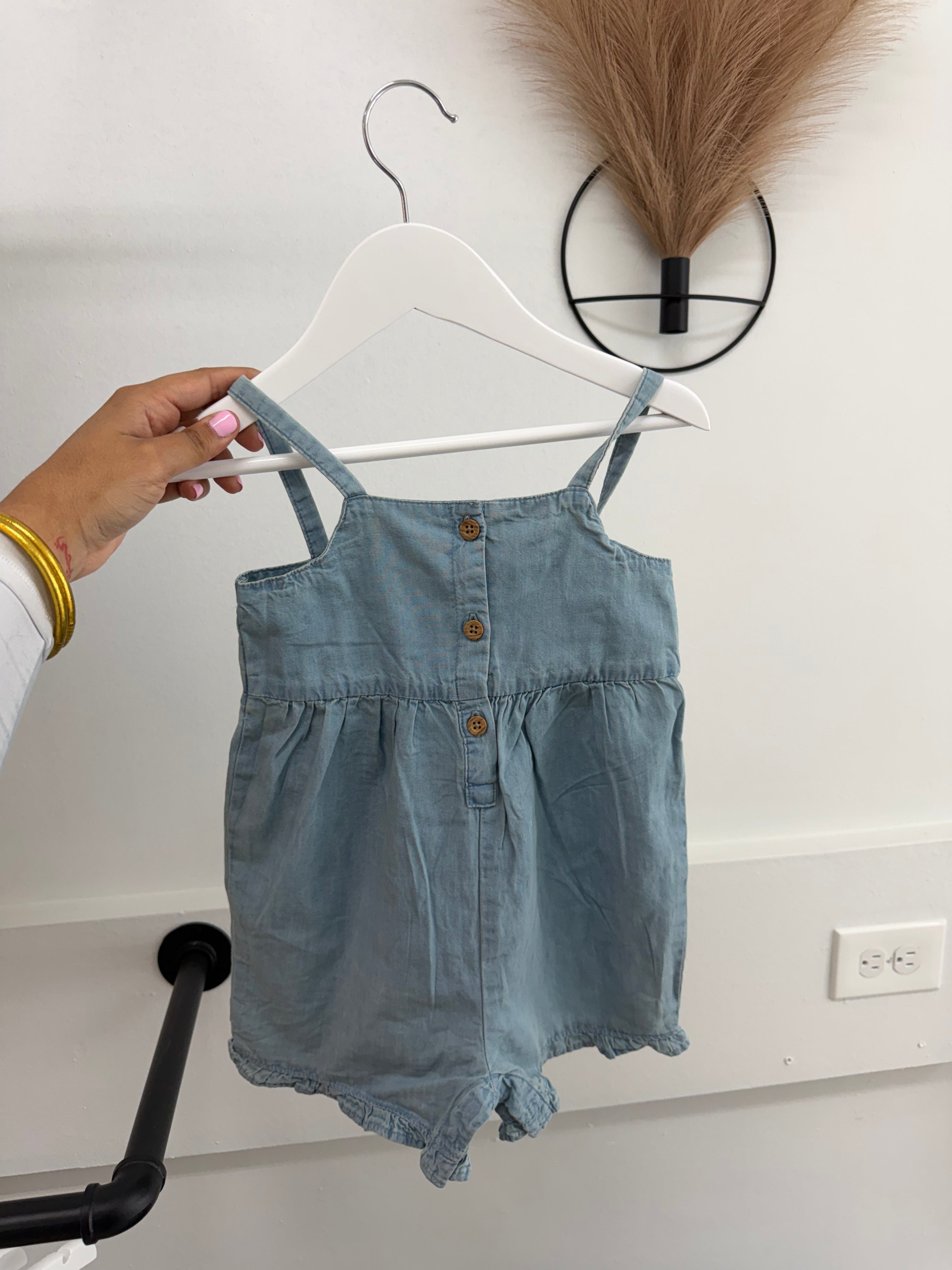 Denim Baby Romper with Bow