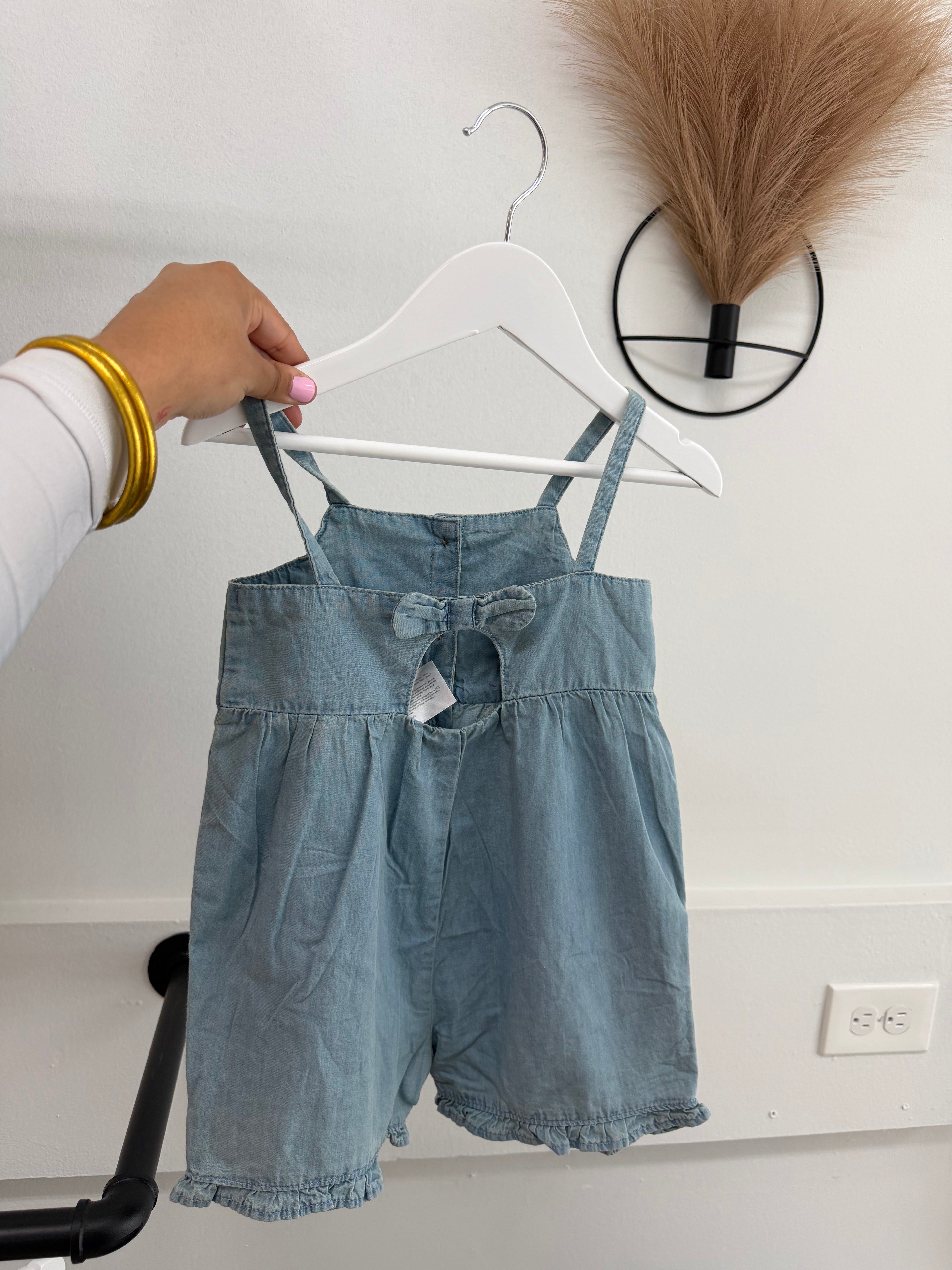 Denim Baby Romper with Bow