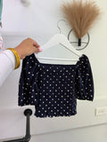 Polka Dot Crop Long Sleeve Top