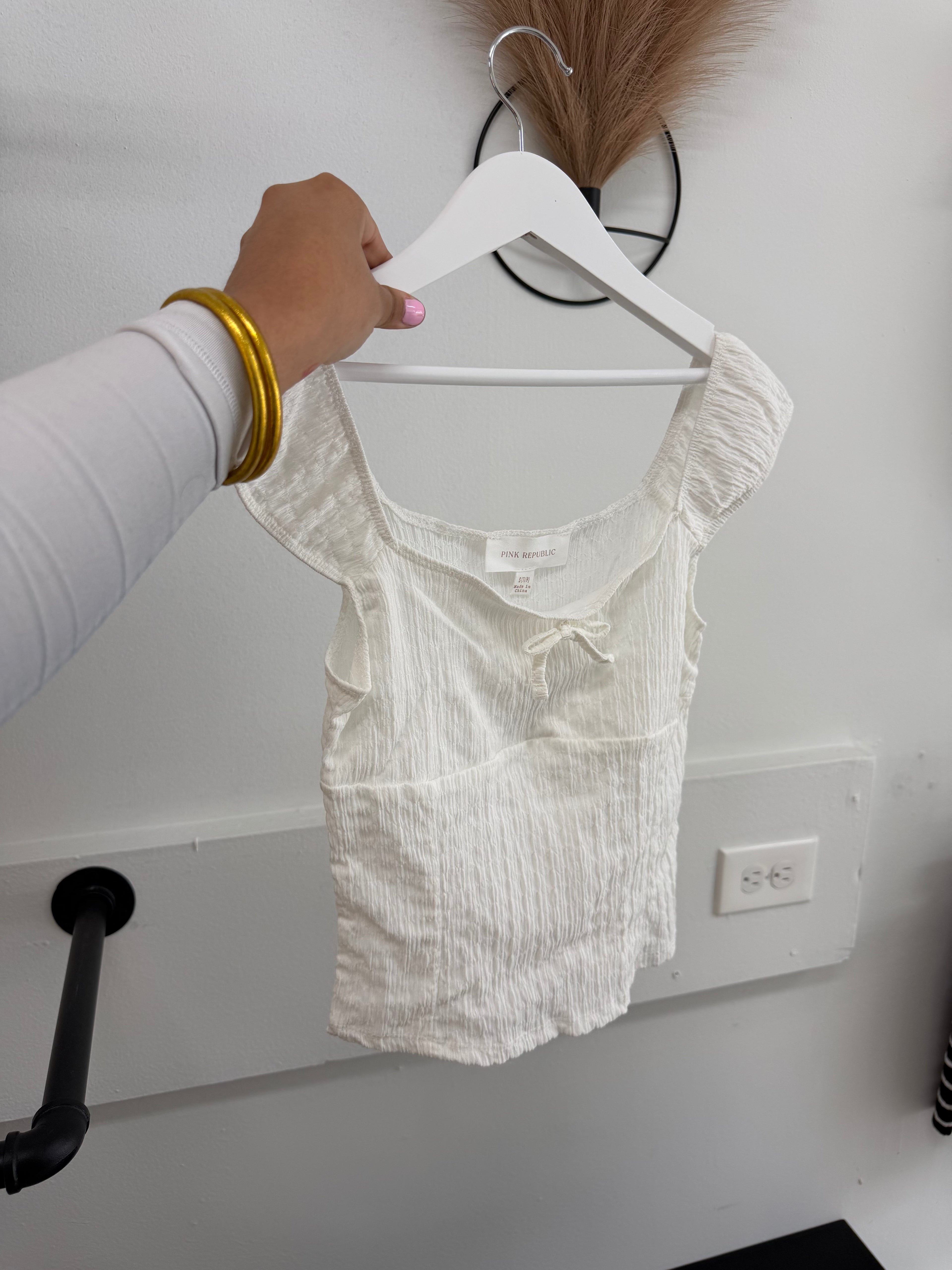 Ruffled White Top