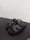 Black Rubber Slip-On Sandals