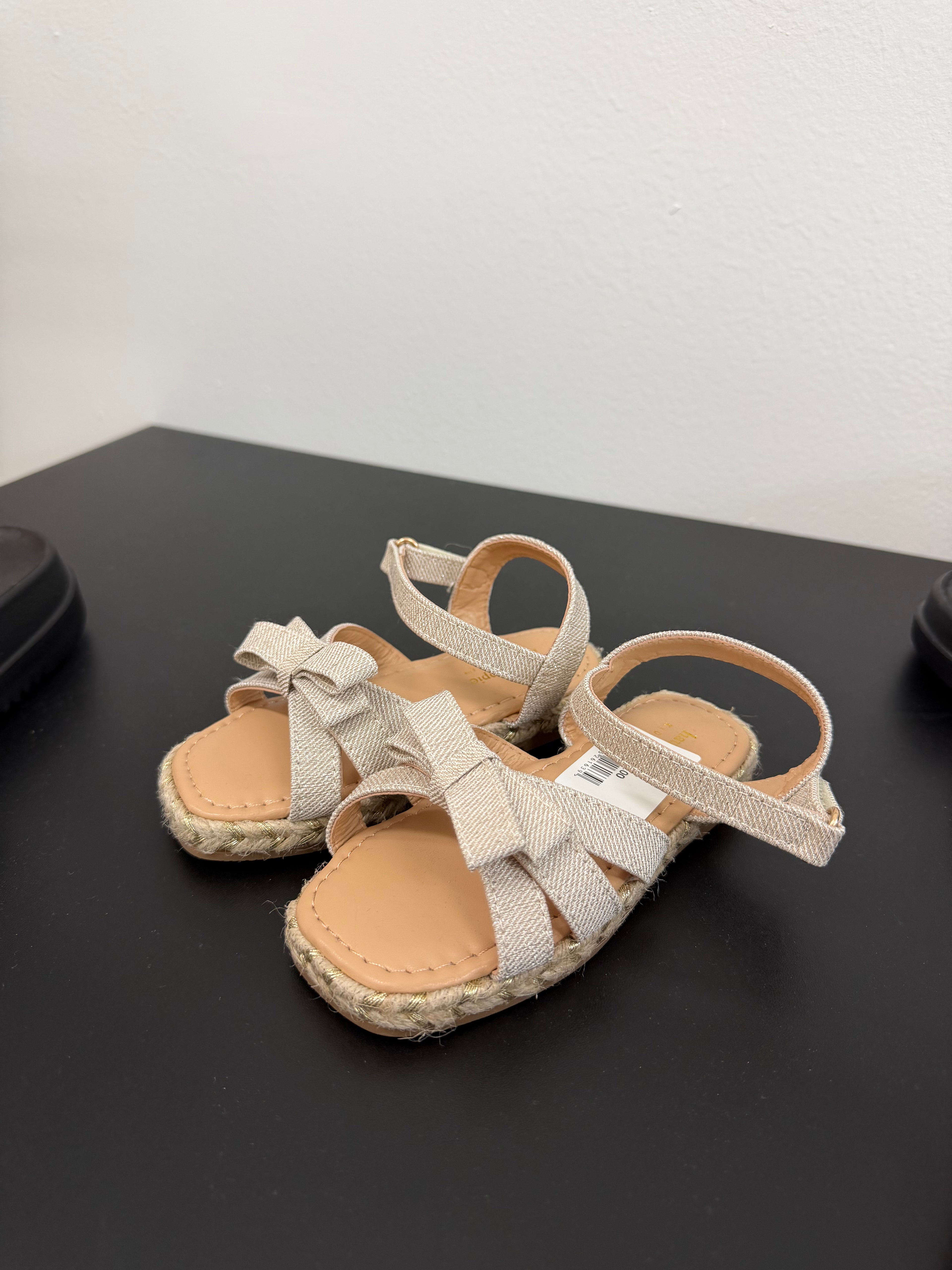 Kids Tan Bow Front Sandals