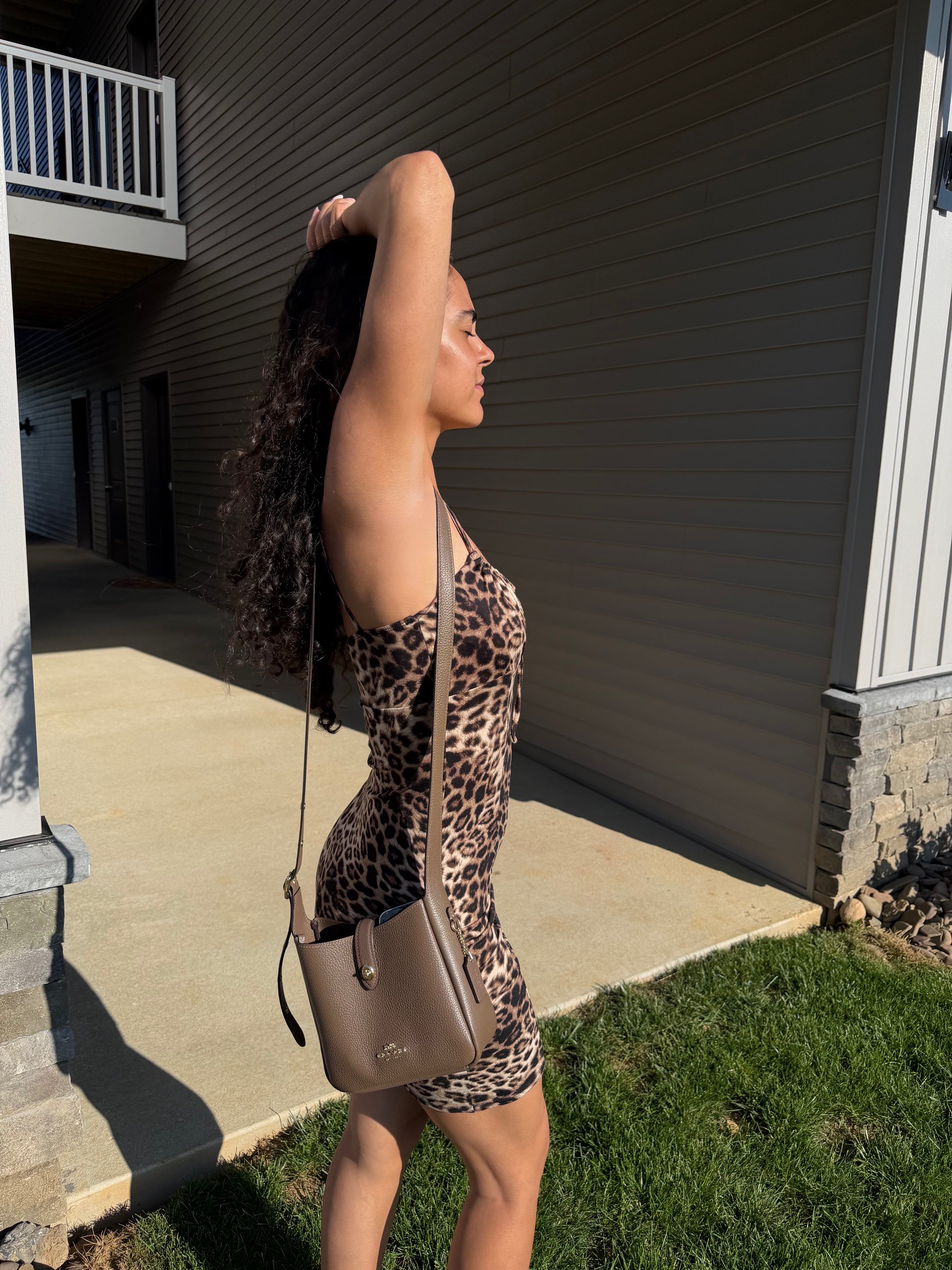TIE FRONT PRINTED MINI DRESS