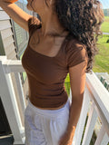 DOUBLE LAYER SQUARE NECK SHORT SLEEVE