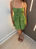 RUFFLE SPAGHETTI STRAP MINI DRESS