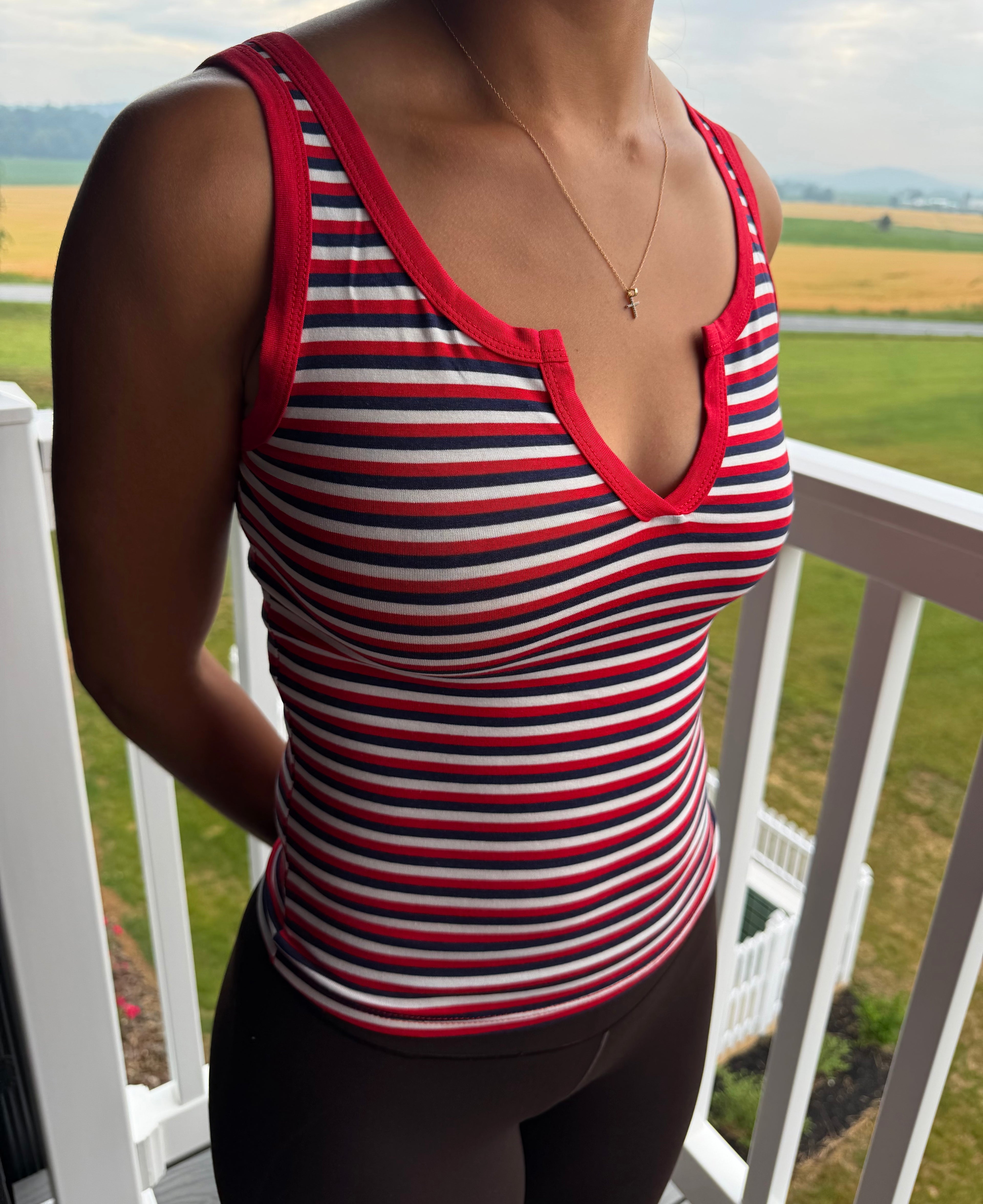 Multi Stripe Tank Crop Top