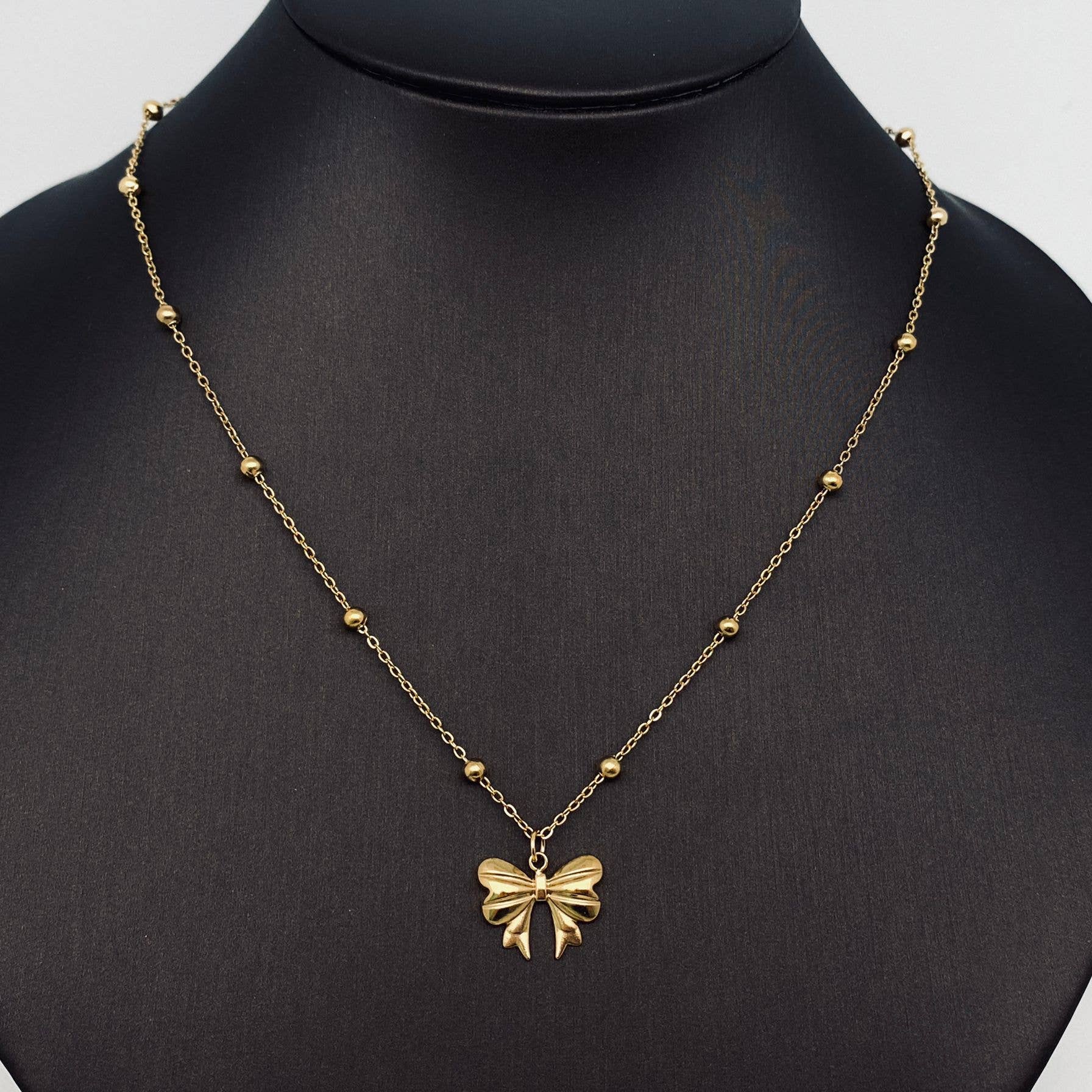 Gold Plated Bow Pendant Necklace