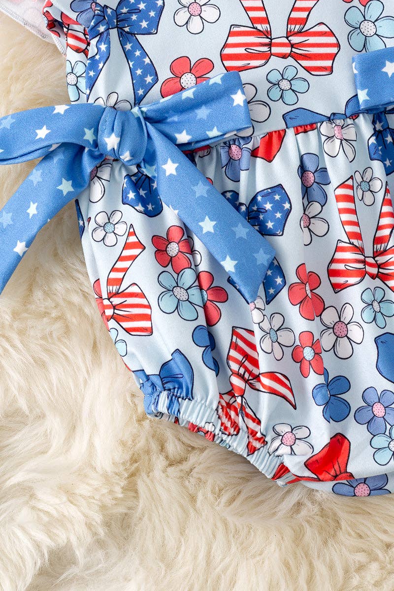 Sweet Liberty Patriotic Bow Baby Romper