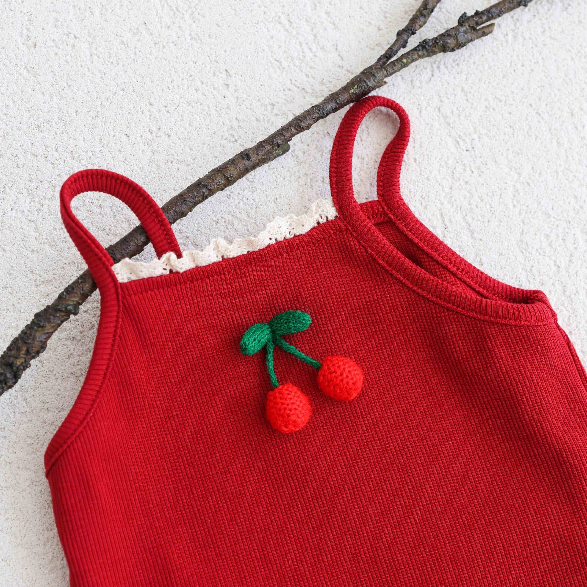 Romper with Cherry Lace Trim