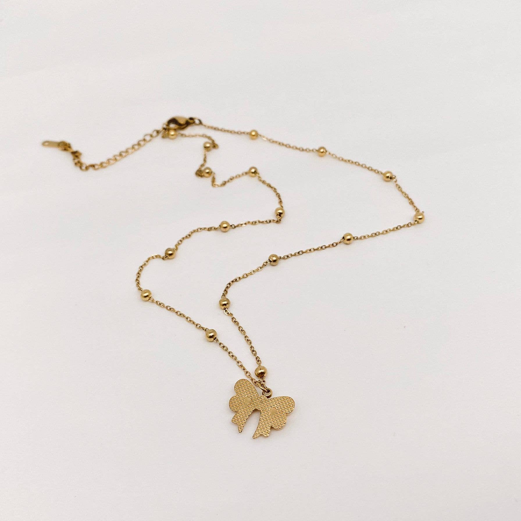 Gold Plated Bow Pendant Necklace