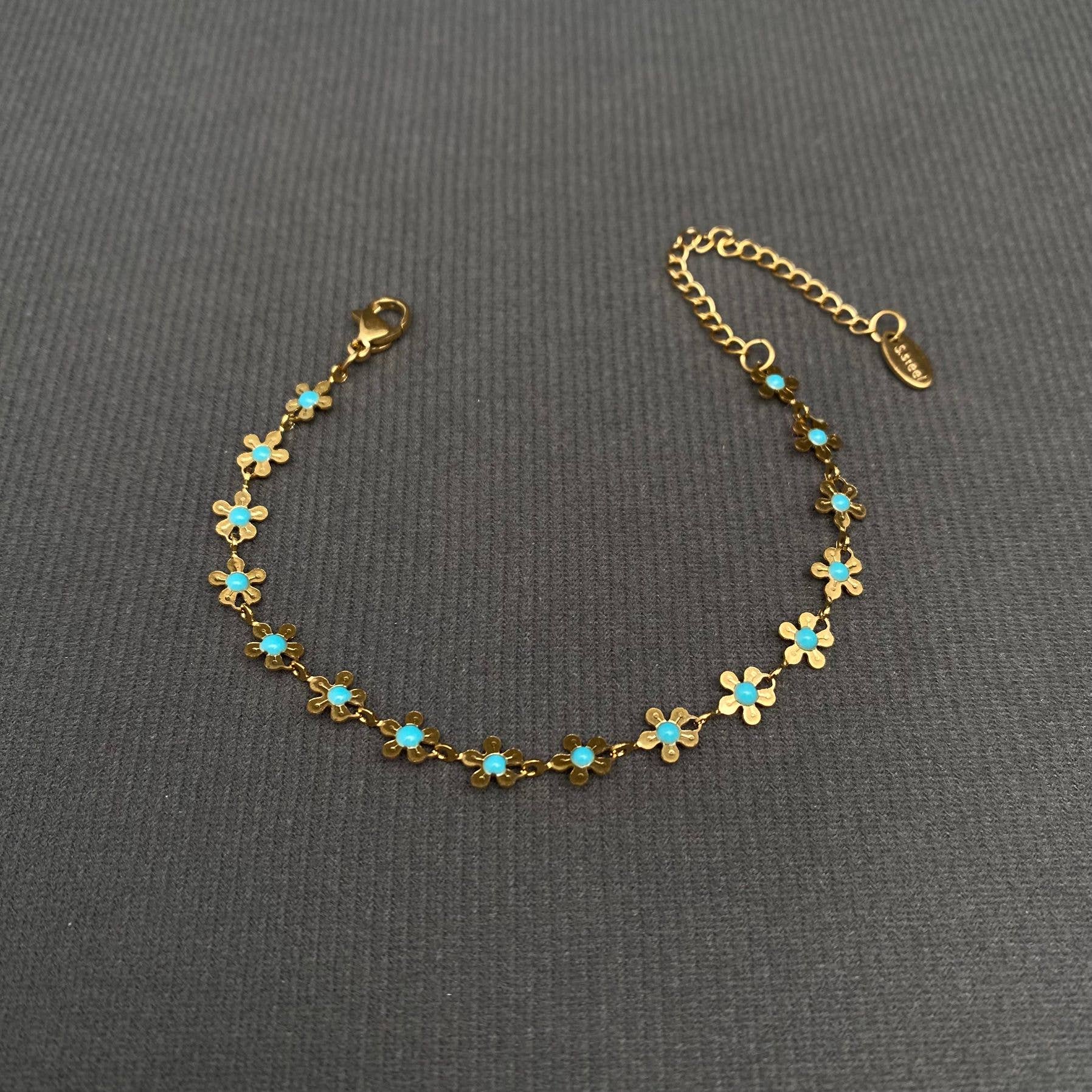 Enamel Flower Linked Bracelet