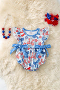 Sweet Liberty Patriotic Bow Baby Romper