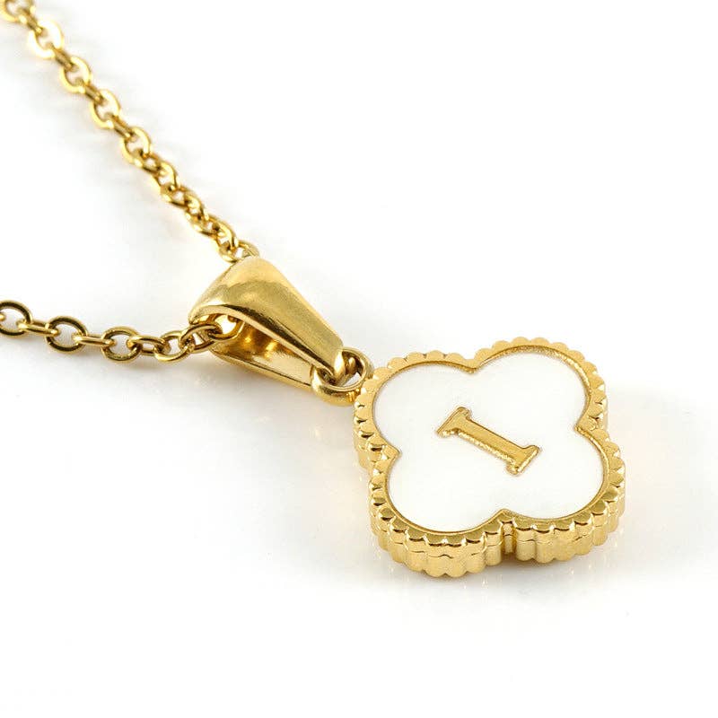 Clover Shell Initial Charm Necklace