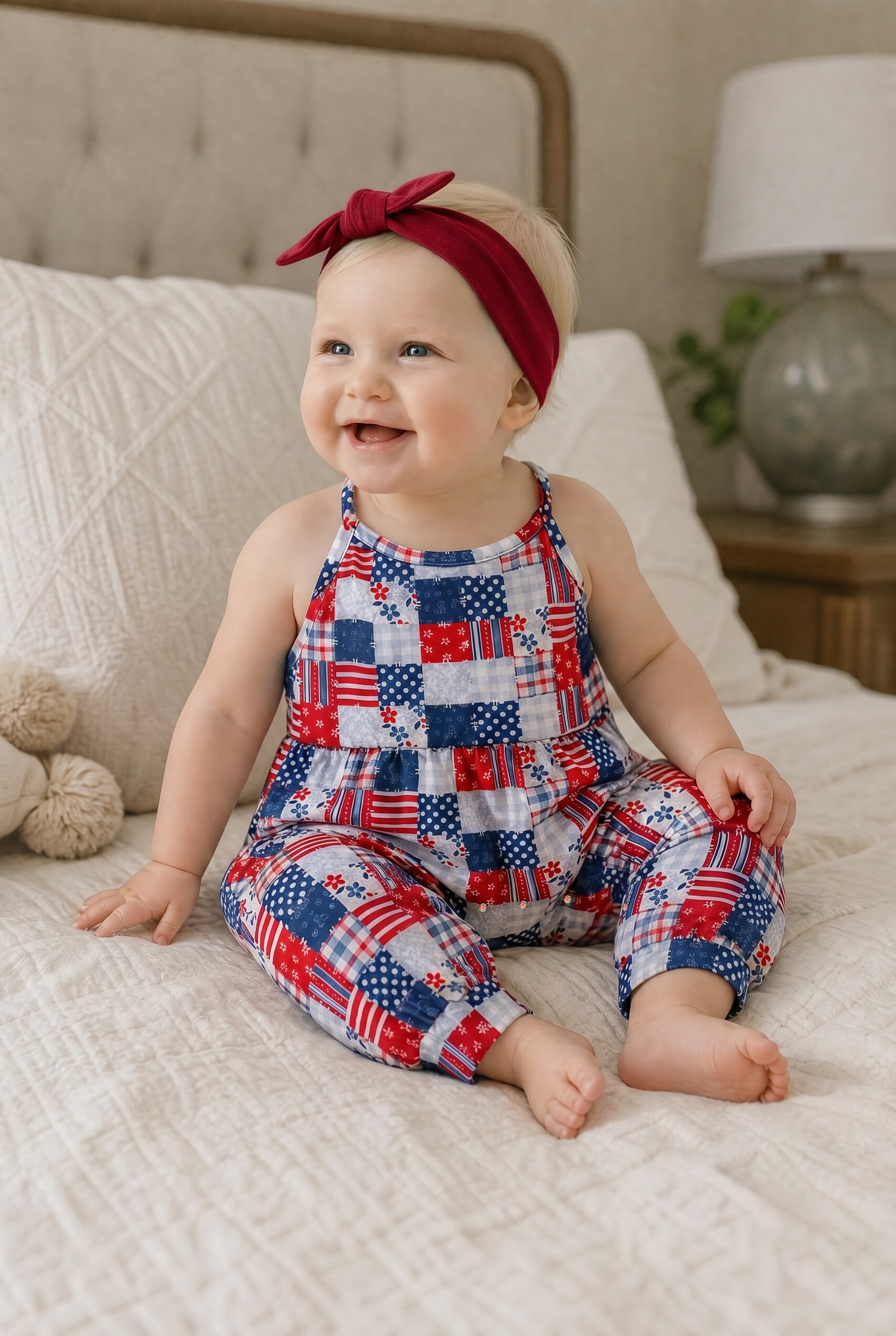 Stella Patriotic Halter Patch Romper