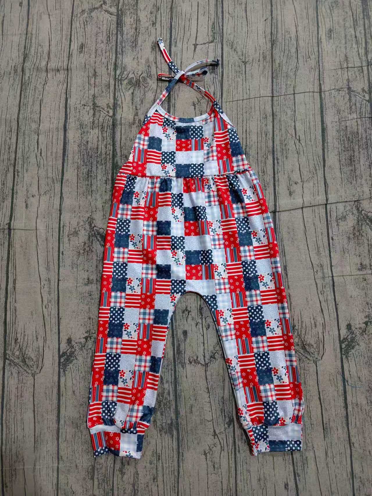 Stella Patriotic Halter Patch Romper